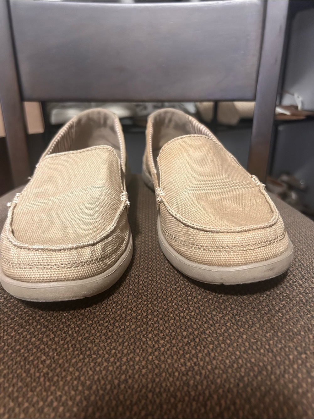 CROCS Women's Slip-On Canvas Loafers in Tan